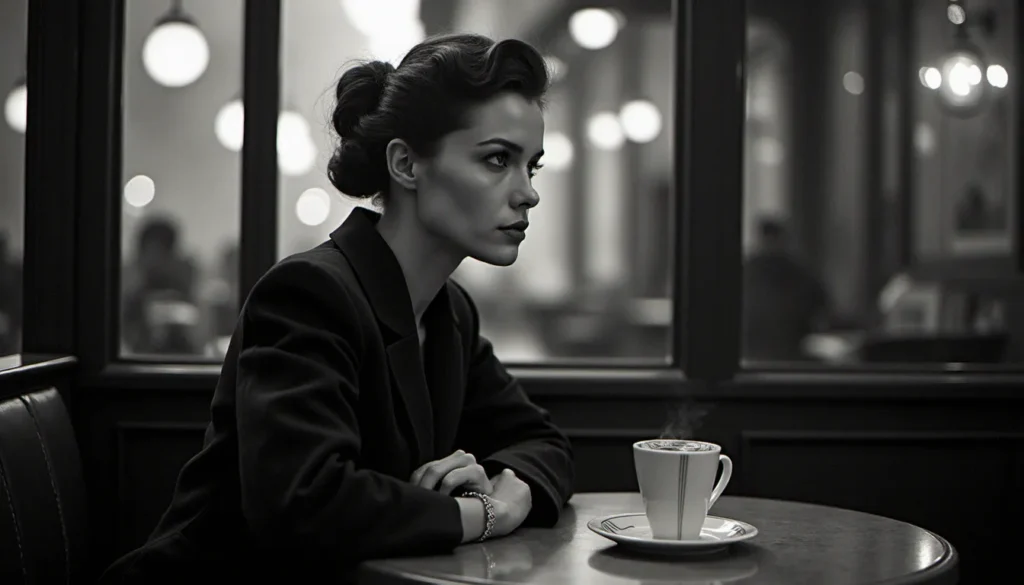 Femme élégante à Paris dans les années 1950, évoquant le parcours de Brigitte Auber et la génération de femmes marquées par le silence