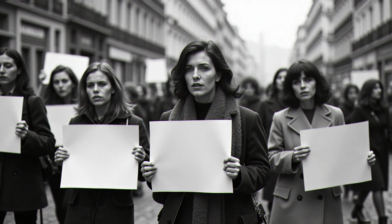 Manifestation de femmes dans les rues de Paris dans les années 1970, période clé pour la légalisation de l'avortement en France avec la loi Veil